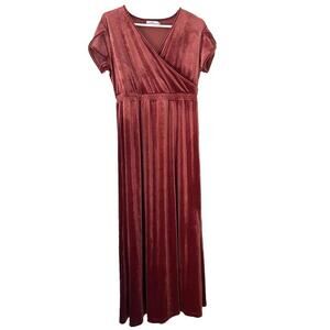 Mountain Aire Boutique Dress Rust Orange XL Velvet Criss Cross V Neck Nursing